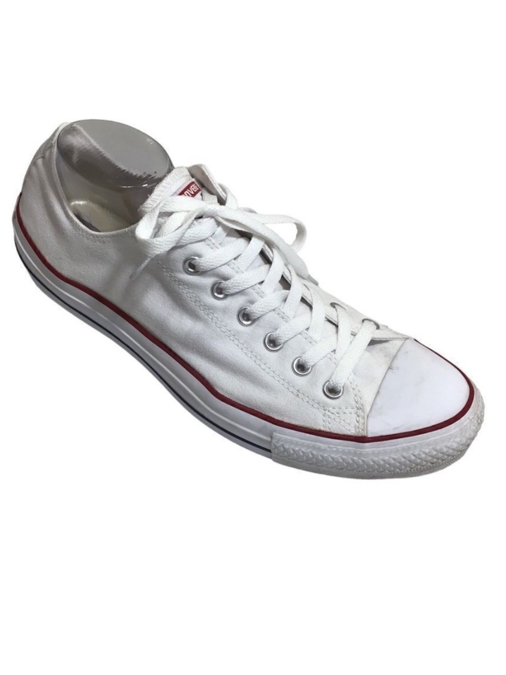 Classic White Low-Top Canvas Sneaker with Red Trim